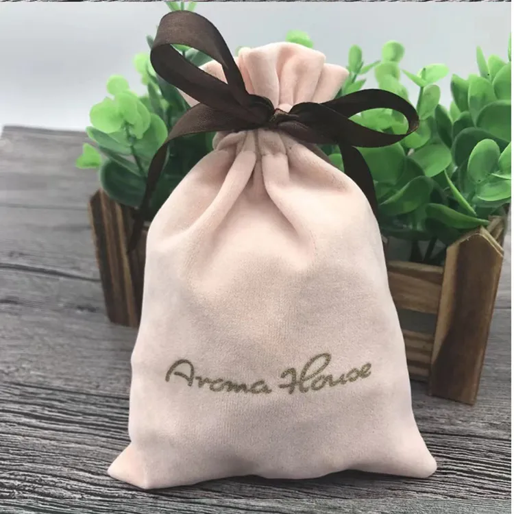 Customized Eco friendly reusable storage gift tote small canvas dust draw string cloth cotton velvet pouch drawstring bag