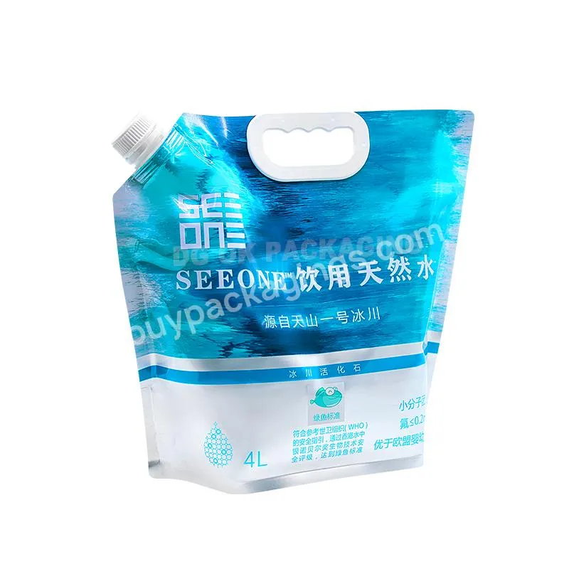 Customized Eco Plastic Water Bag With Handle Stand Up Pouch Outdoor Hiking Foldable Water Bag Oil Liquid Packaging Shipping Bags