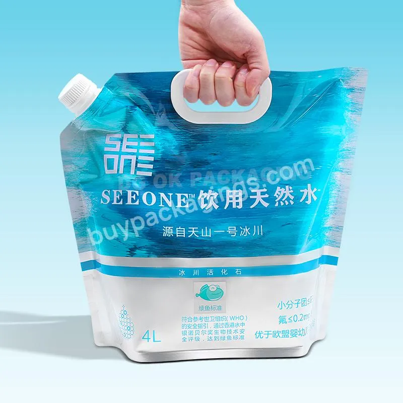 Customized Eco Plastic Water Bag With Handle Stand Up Pouch Outdoor Hiking Foldable Water Bag Oil Liquid Packaging Shipping Bags