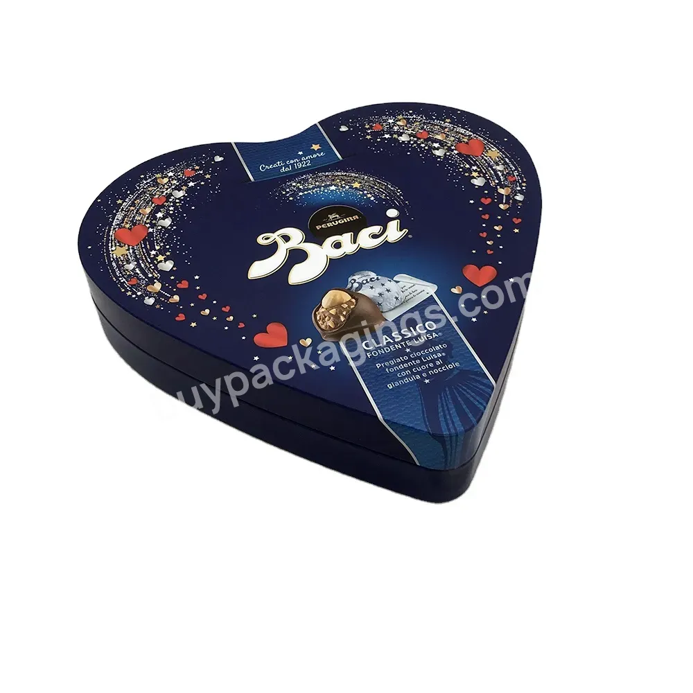 Customized Embossed Chocolate Tin Heart Shaped Gift Metal Tin Box