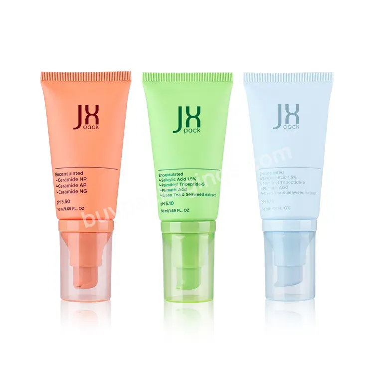 Customized Empty Skincare Cosmetic Makeup Packaging Face Cream Airless Plastic Lotion Airless Sunscreen Pump Tube