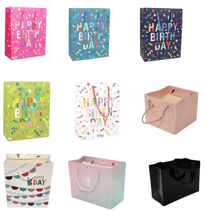 Customized Fancy Handbags Shopping Kraft Paper Bags For Household Products Grocery