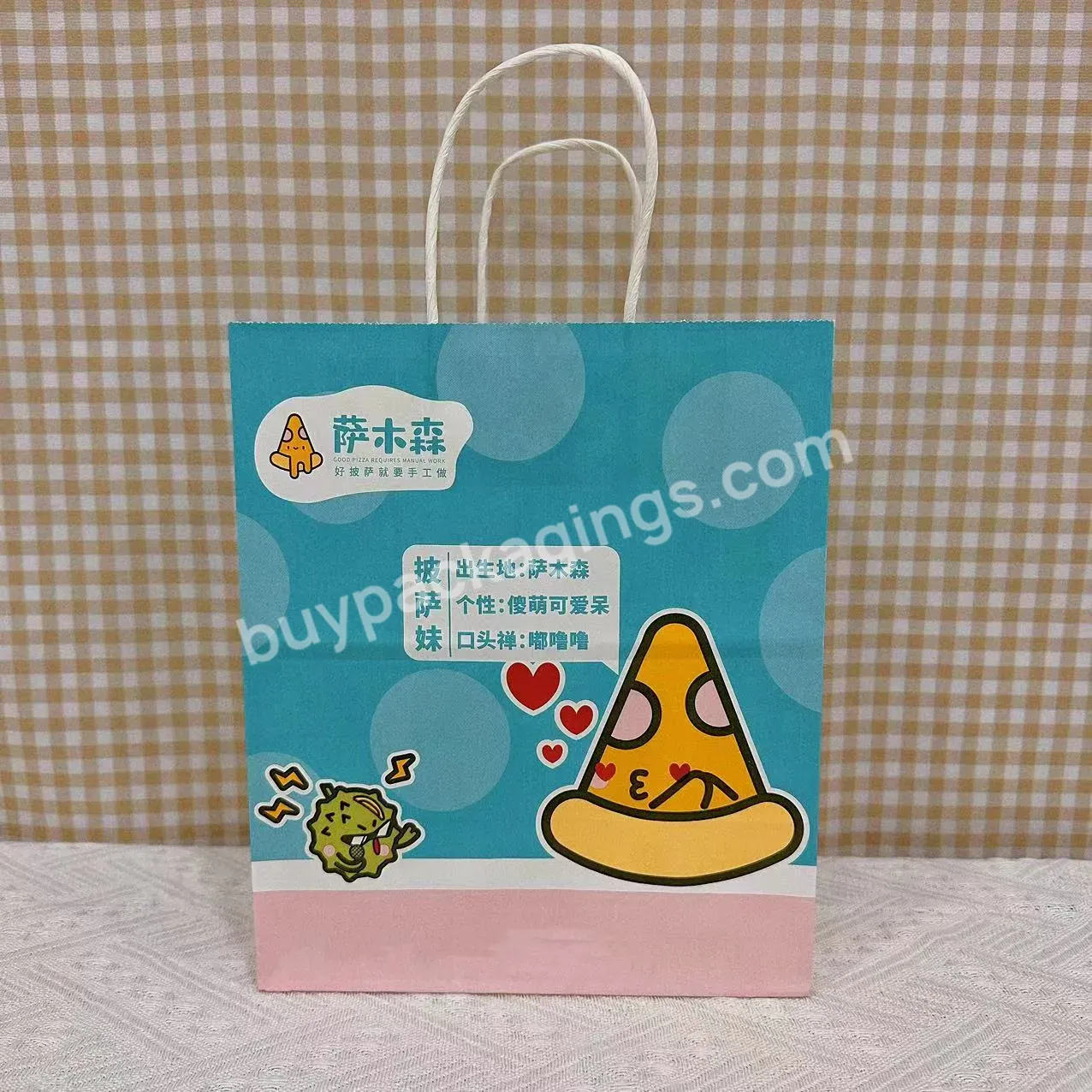 Customized Fashion Shopping Bag For Household And Eco Friendly Products Grocery Kraft Paper Bags With Twisted Handle