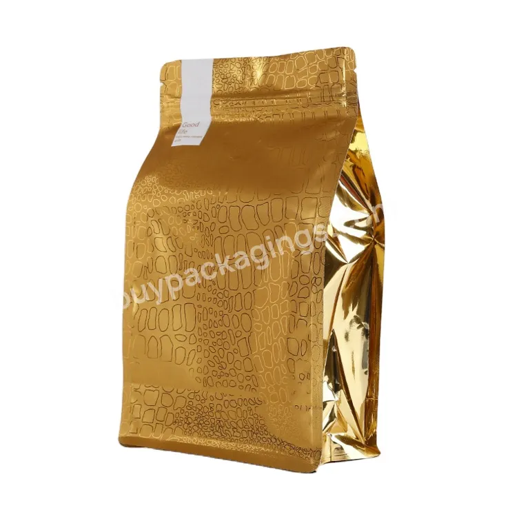 Customized Foil Bag Pet Food Packaging Flat Bottom Pouch Stand Up Resealable Zippered Kraft Paper Coffee Bag With Valve