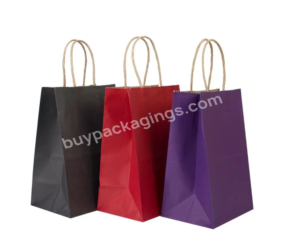 Customized Food Delivery Shopping Grocery Cookies Candy Cloth Brown Kraft Paper Bags With Handle For Restaurant