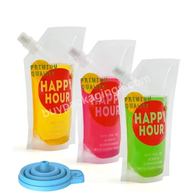 Customized Food Grade Stand Up Suction Pipe Suction Nozzle Drinking Water Pouches Bags