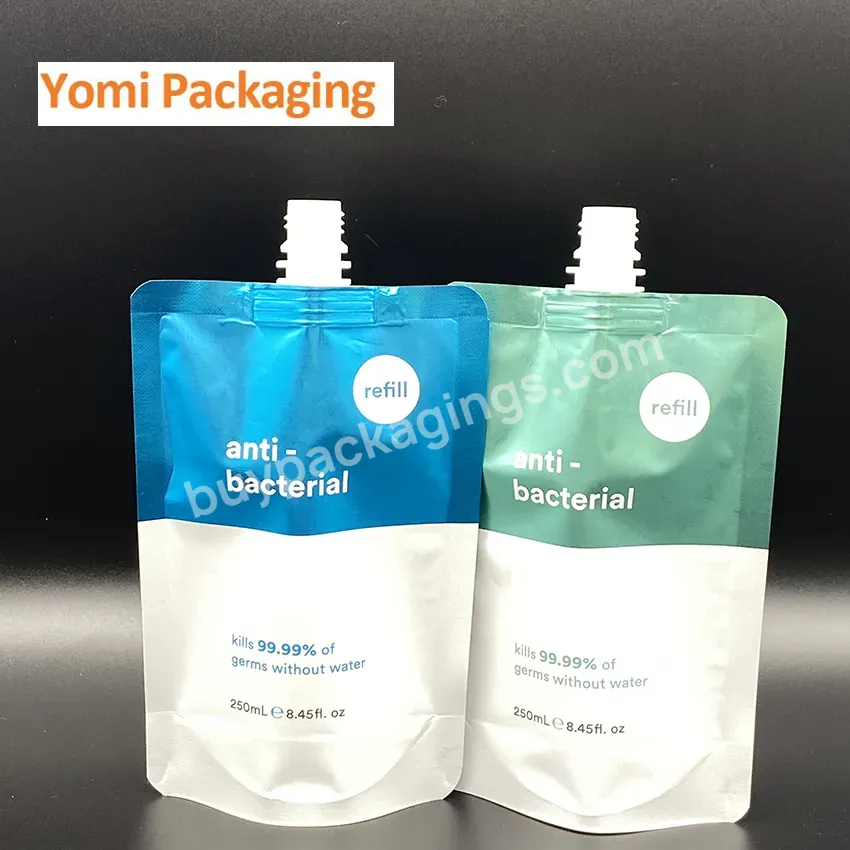 Customized Frosted Surface 250ml 500ml Spout Pouch Stand Up Liquid Bag For Hand Gel