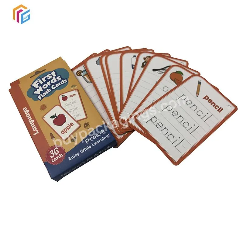 Customized Full Color Soy Ink Printing Paper Educational Kids Alphabet Flash Cards ABC Memory Playing Learning Cards