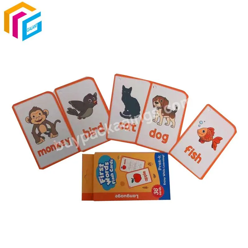 Customized Full Color Soy Ink Printing Paper Educational Kids Alphabet Flash Cards ABC Memory Playing Learning Cards