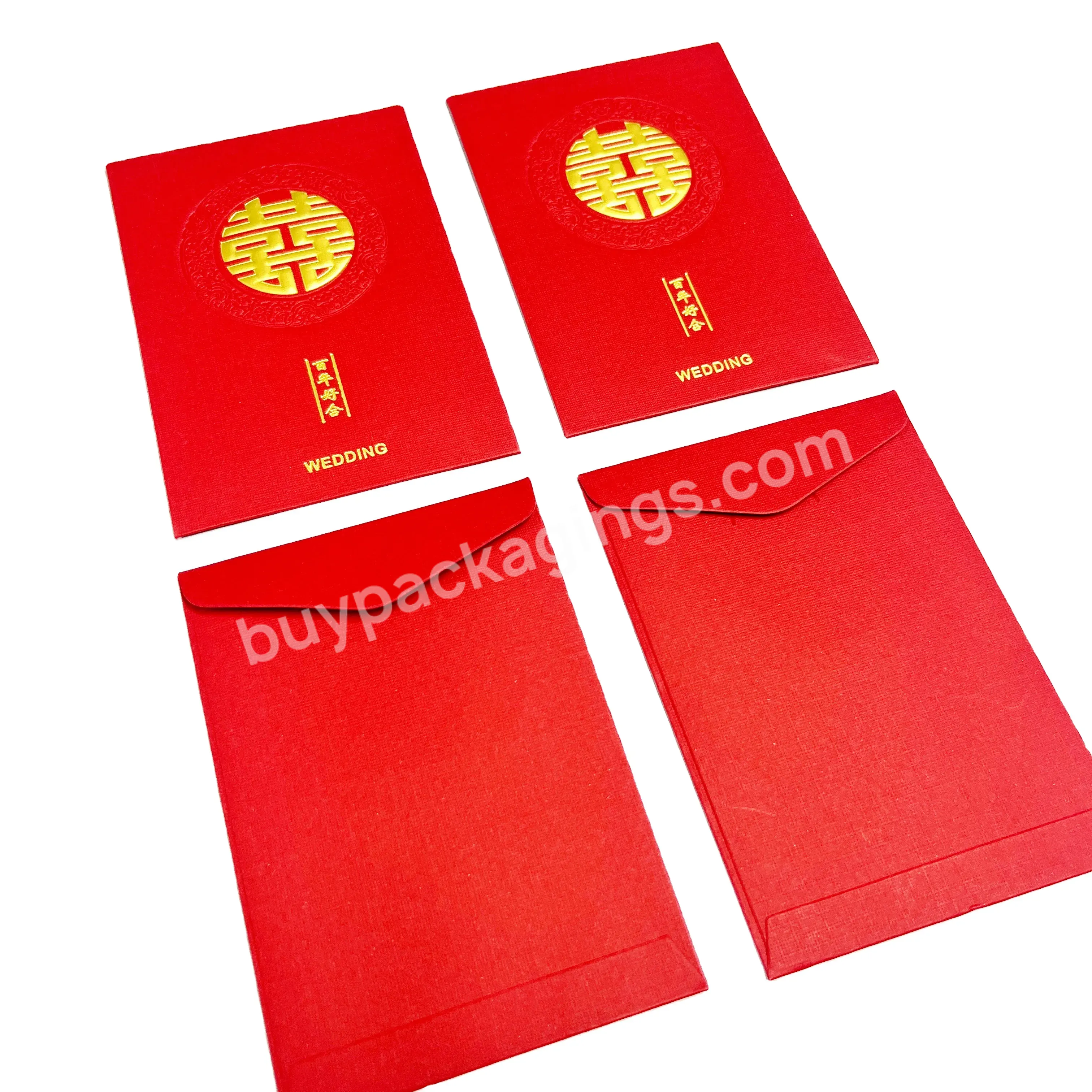 Customized Gold Foil Stamping Uv Logo Custom Paper Red Packet Money Envelope Wedding