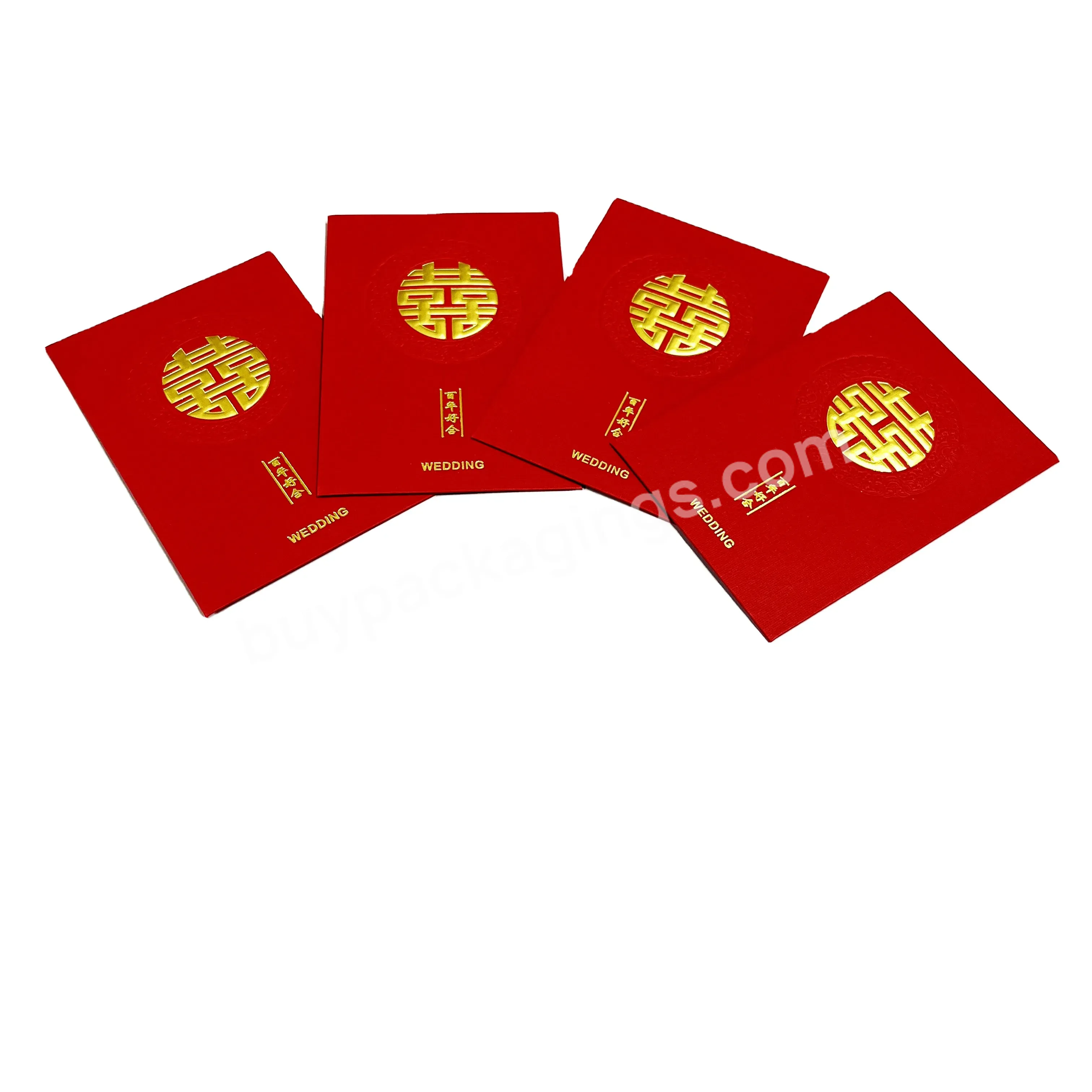Customized Gold Foil Stamping Uv Logo Custom Paper Red Packet Money Envelope Wedding