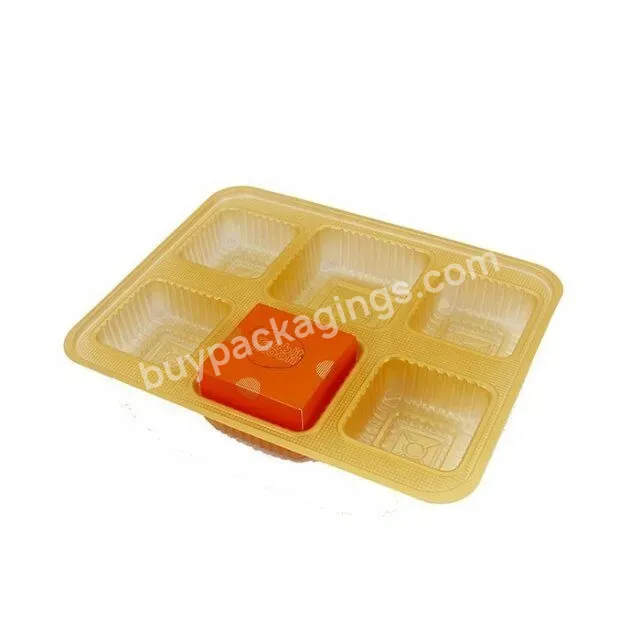 Customized Golden Cake Tray Disposable Pp Plastic Moon Cake Chocolate Insert Tray Packaging For Bakery