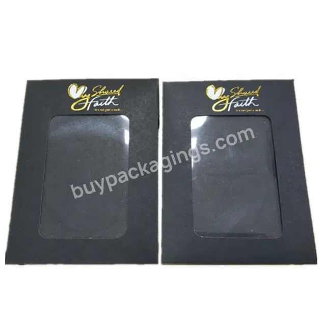 Customized Golden Foiled Logo Jewelry Case Envelope Packaging Paper Sleeve With Window