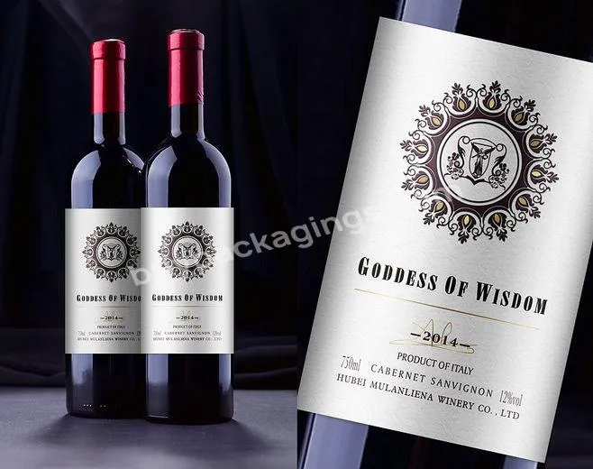 Customized Good Quality Recycle Paper Gold Foil Sticker Labels For Wine Glass Bottle