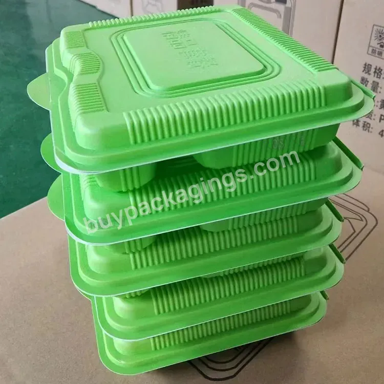 Customized Green/yellow/white Pp 3 4 5 Compartment Disposable Hinged Food Container Take Out Food Lunch Box Container Packaging