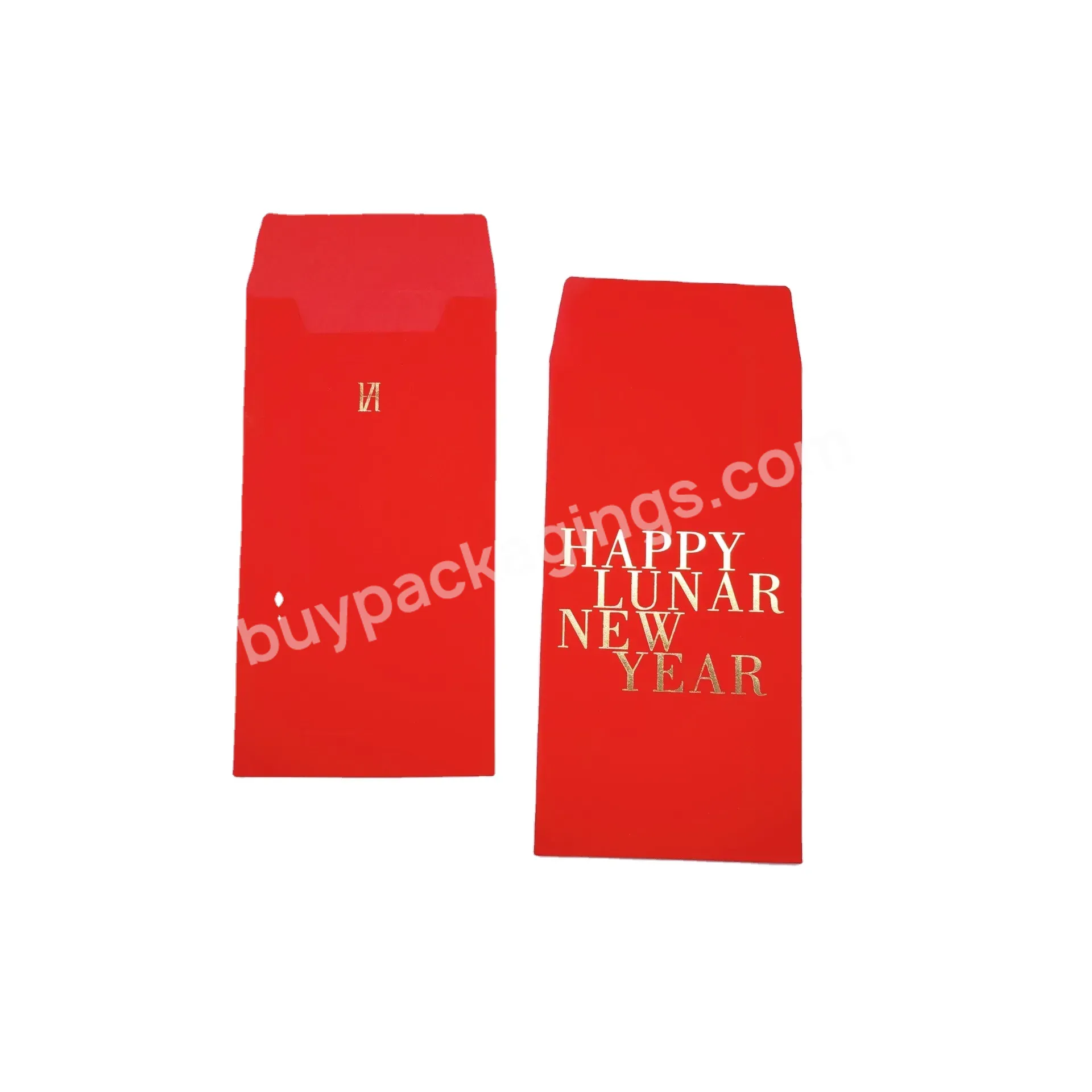 Customized Happy New Year Red Envelope Gold Stamping Logo / Pattern Money Envelope Hong Bao
