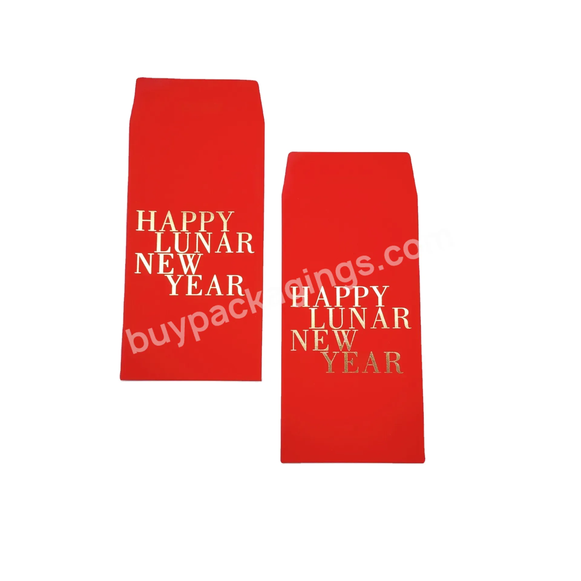 Customized Happy New Year Red Envelope Gold Stamping Logo / Pattern Money Envelope Hong Bao