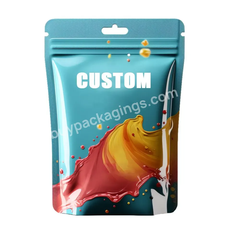 Customized Heat Seal Foil Ziplock Packaging Paper Easter Food Gummy Sweet Cotton Candy Stand Up Pouches Mylar Bags