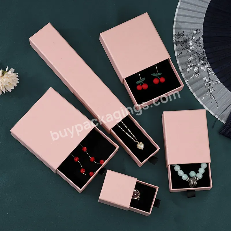 Customized High End Portable Travel Size Drawer Sliding Shallow Paper Jewelry Gift Box Good Quality Logo And Set Luxury