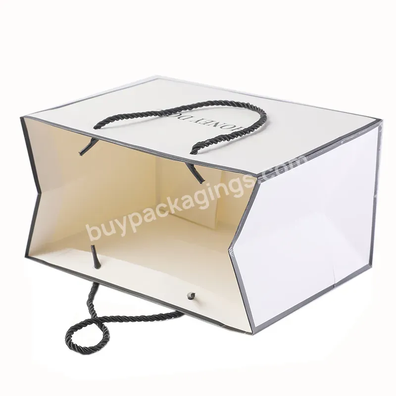 Customized High Quality Paper Shopping Packaging Art Paper Bag With Glossy Gold Logo And Rope Handle