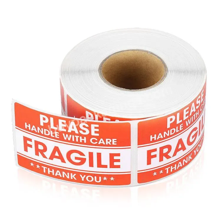 Customized High Quality Permanent Adhesive Fragile Stickers Handle With Care Warning Shipping Label