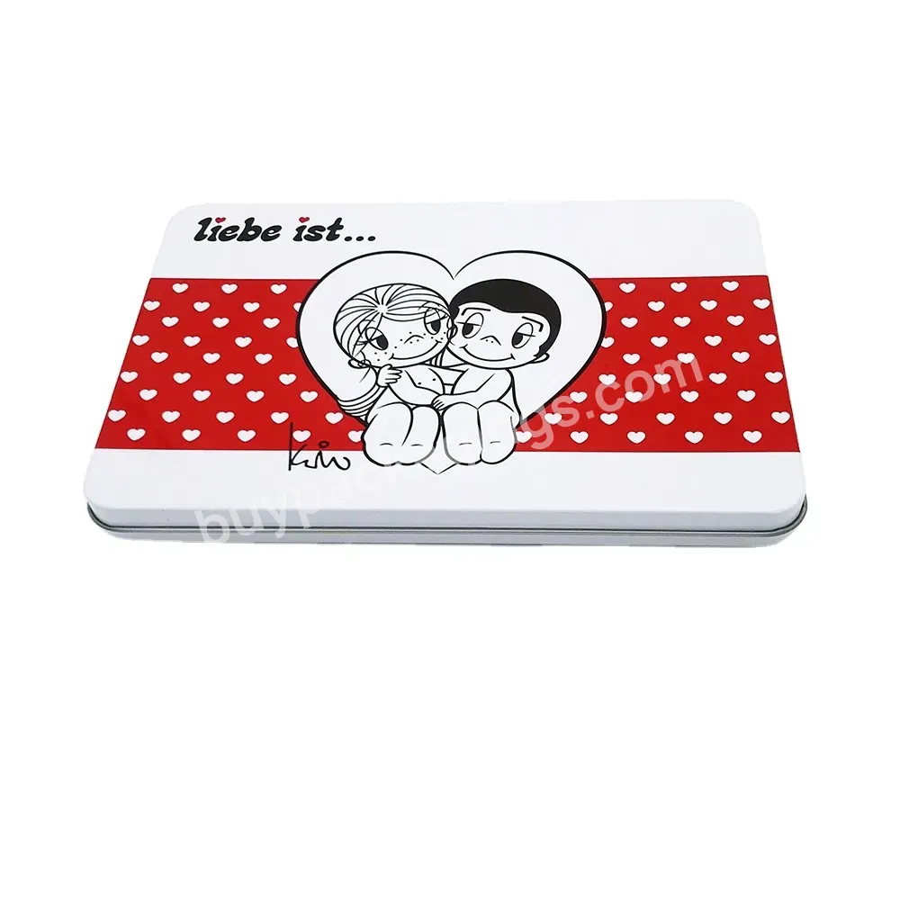 Customized Hinged Lid Rectangular Chocolate Tin Box For Valentine's Day