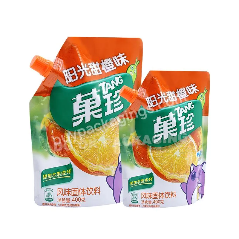 Customized Instant Granules Orange Juice Flavor Solid Beverage Packaging Bag Self-supporting Spout Liquid Food Plastic Bag