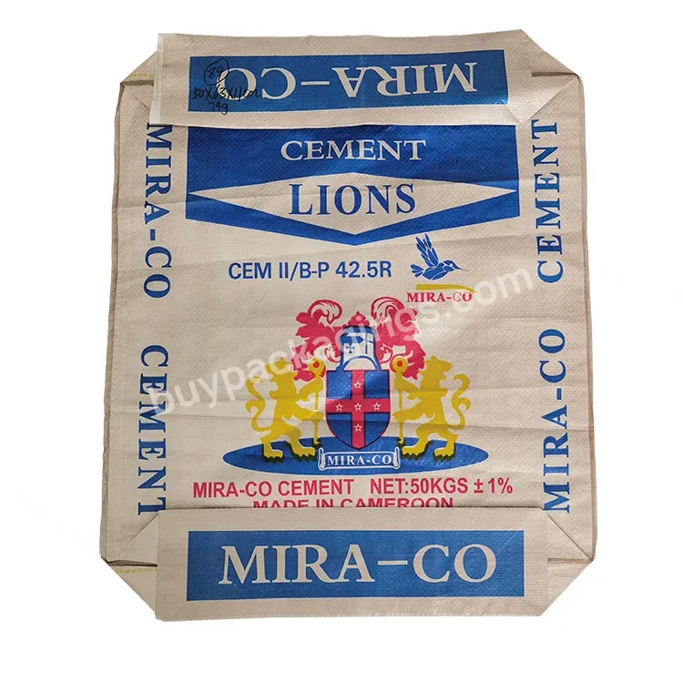 Customized Laminated Film Pp Woven Polypropylene 50kg With Valve Top Square Bottom Bag Pp Cement Putty Bag