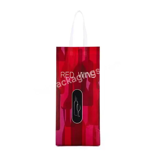 Customized Laminated Waterproof Red Wine Hand-held Double Pack Gift Packaging Single Eco Non-woven Handbag