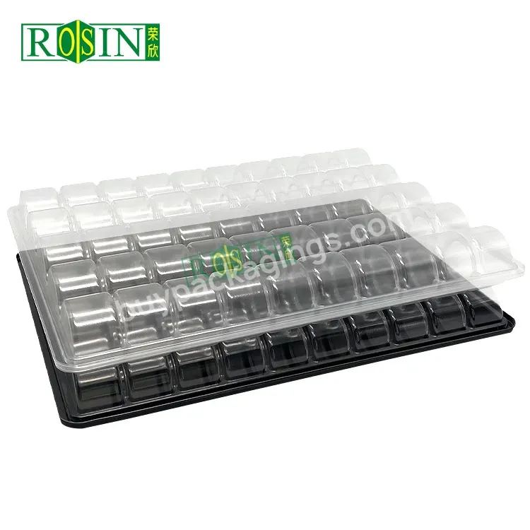 Customized Large 50 Cells Pp Plastic With Transparent Lid Macaron Blister Tray For Container Packaging In Pastry Shop