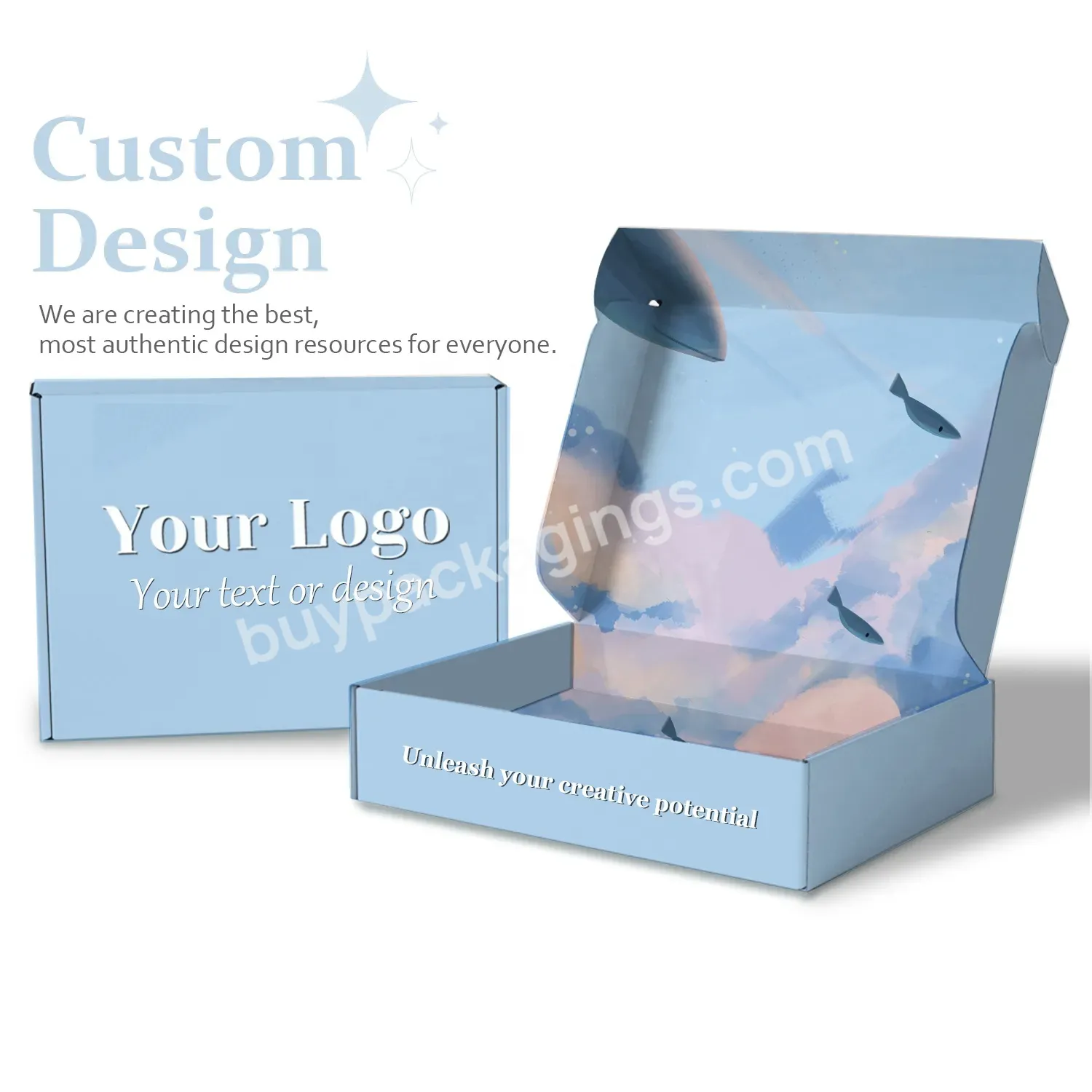 Customized Large Blue Good Price Corrugated Paper Packaging Gift Box