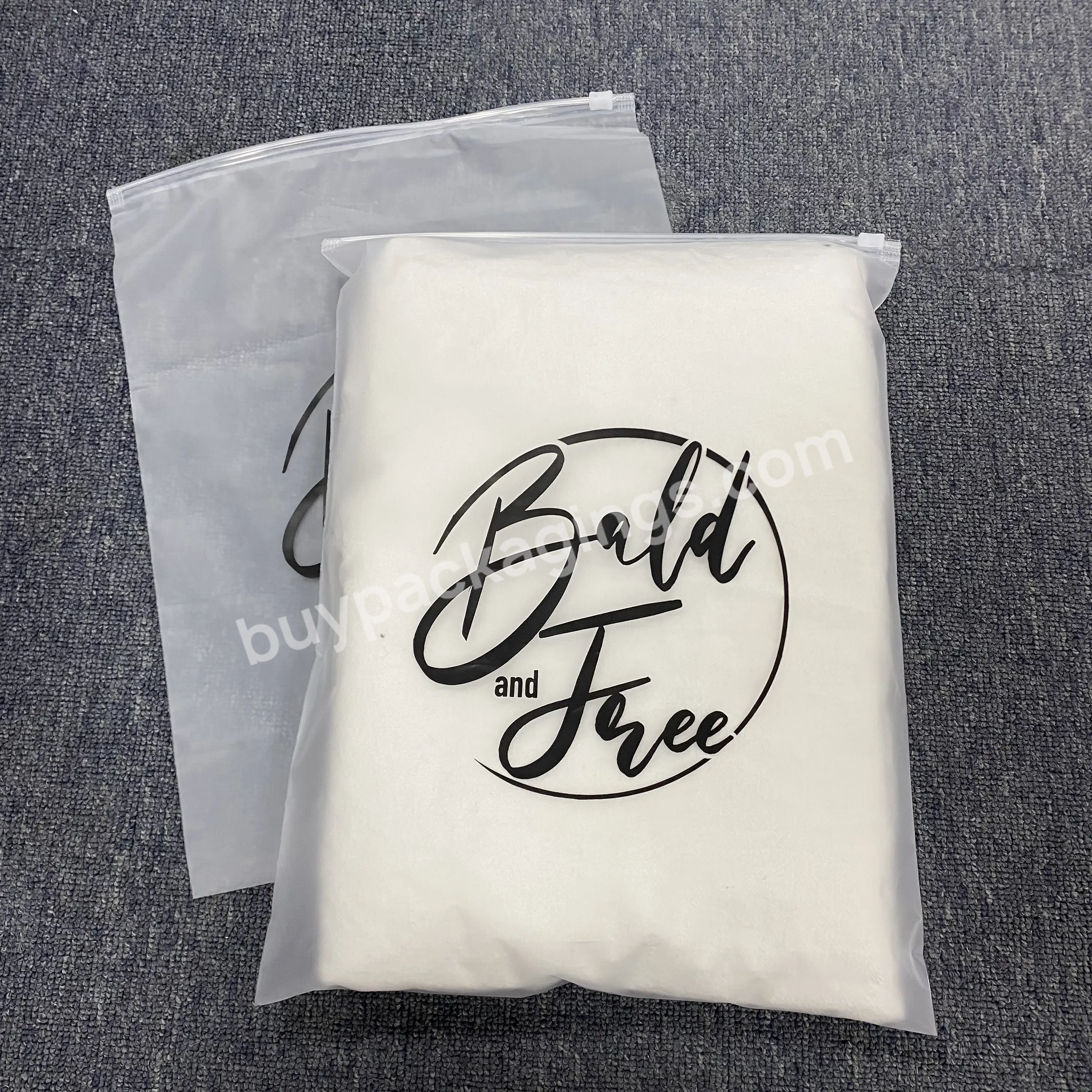 Customized Logo And Size Printing Frosted Zipper Bag Resealable Clothes Packaging Bag Convenient Beautiful And Recyclable