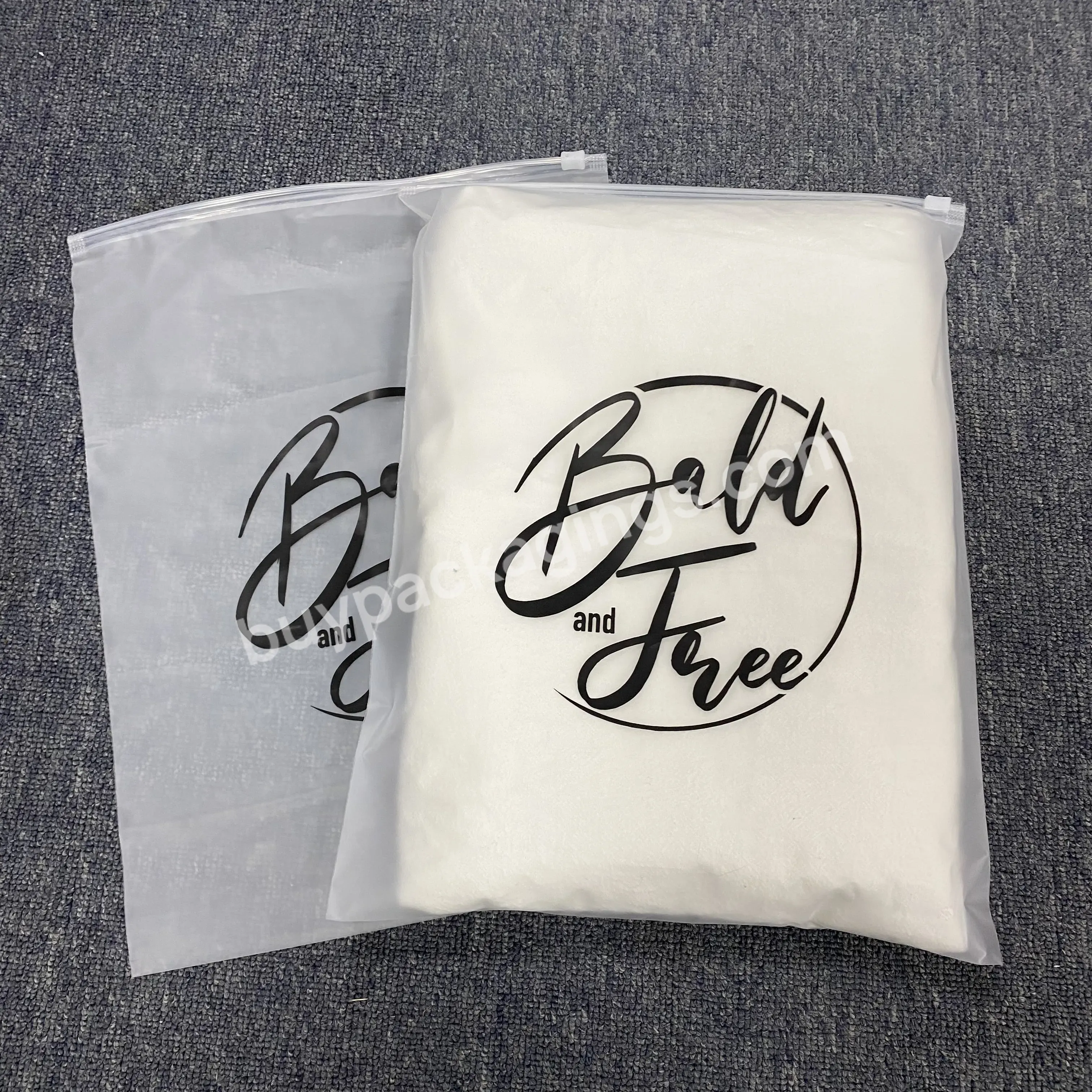 Customized Logo And Size Printing Frosted Zipper Bag Resealable Clothes Packaging Bag Convenient Beautiful And Recyclable