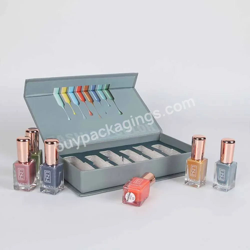 Customized Logo Cardboard Book Shaped Magnetic Lid Gift Box Oem Gel Nail Polish Set Packaging For Cosmetic Gift Packaging