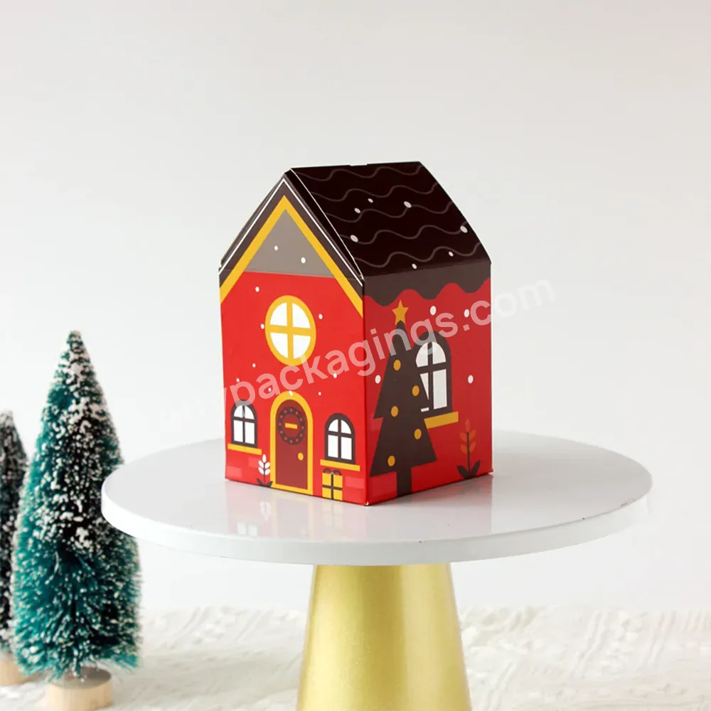 Customized Logo Christmas House Creative Gift Box Christmas Tree Gift Boxes Candy Apple Pastry Box For Candy