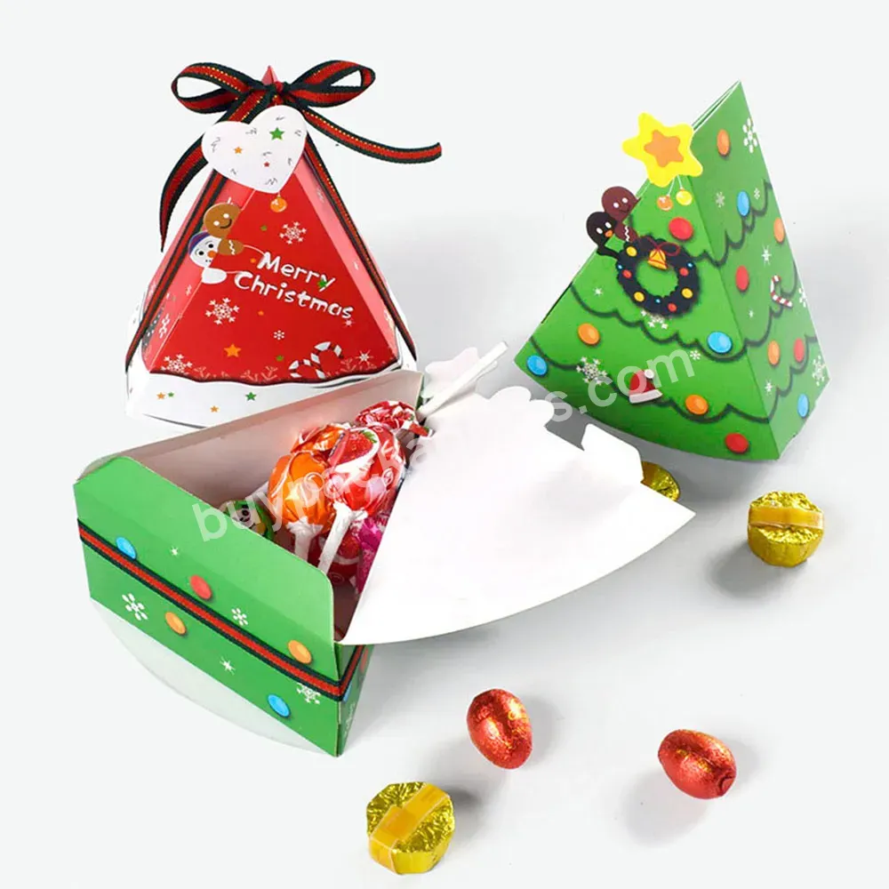 Customized Logo Christmas Tree Shape Candy Box Cartoon Eve Dessert Favor Gift Packaging Box Xmas Bags For New Year Party