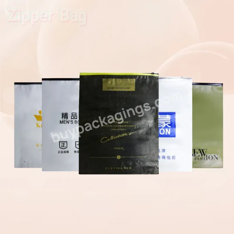 Customized Logo Clothing Packaging Plastic Transparent Slider Frosted Zipper Bag