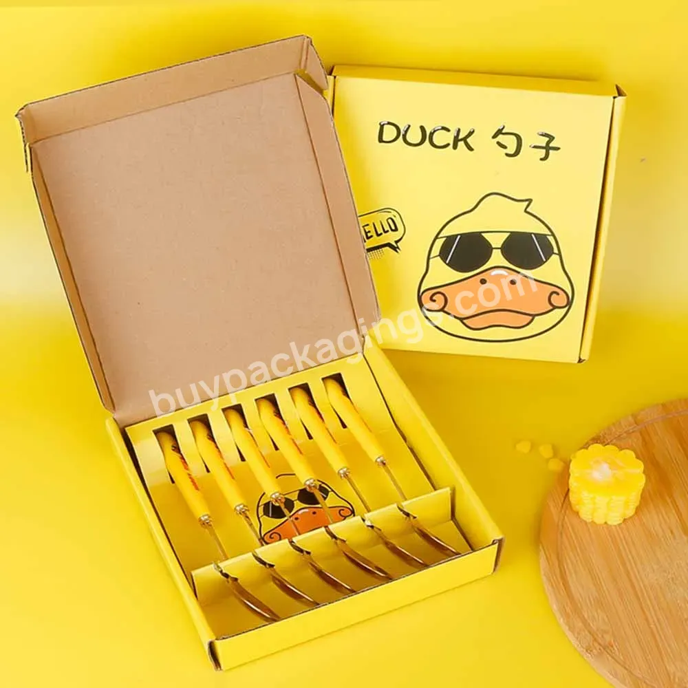 Customized Logo Creative Duck Spoon Gift Box Set Stainless Steel Tableware Cute Packaging Box Dessert Spoon Packaging Box
