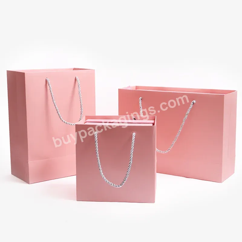 Customized Logo Design Luxury Paper Bag Gift Packaging Bag Shopping Paper Bag With Ribbon Handle
