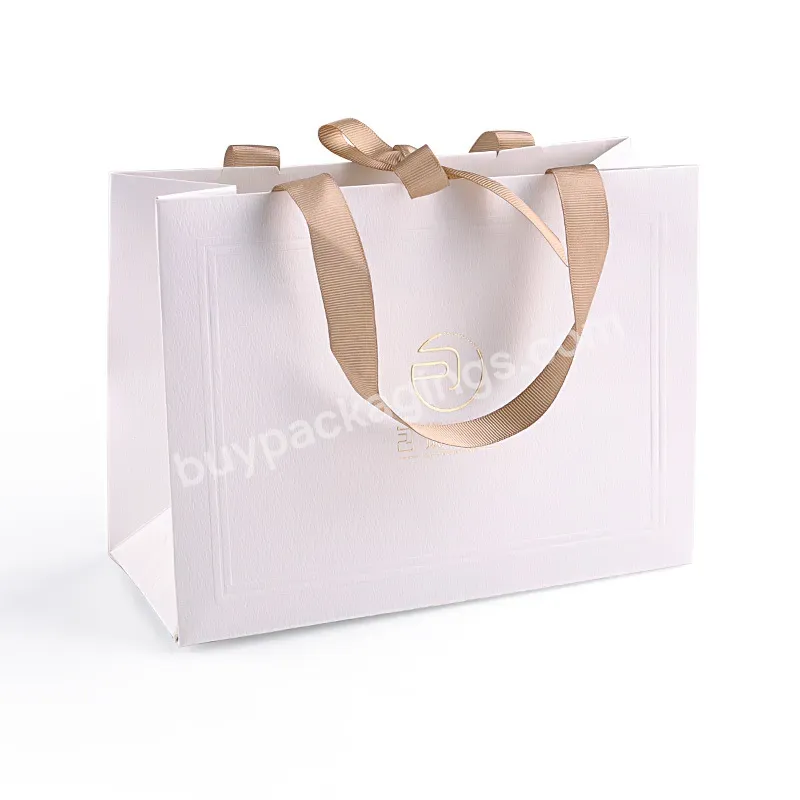 Customized Logo Design Luxury Paper Bag Gift Packaging Bag Shopping Paper Bag With Ribbon Handle