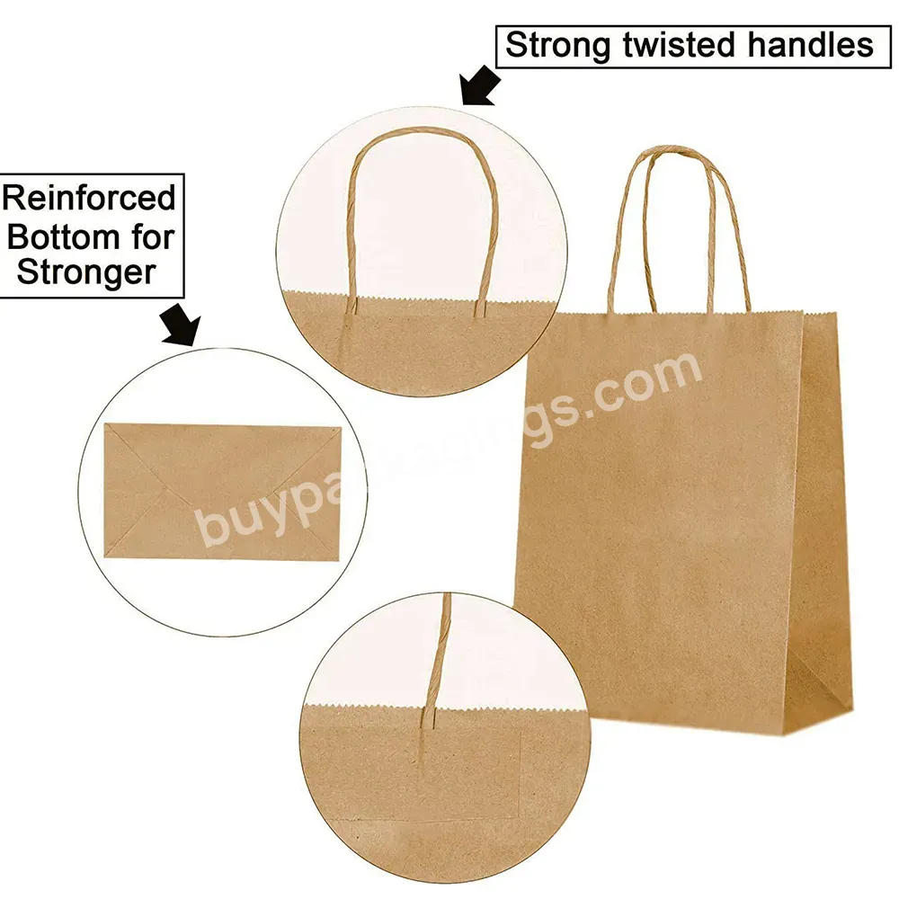 Customized Logo Eco Friendly Recycled Paper Bags With Handles Ideal For Shopping Packaging Party Craft Gifts Wedding Business