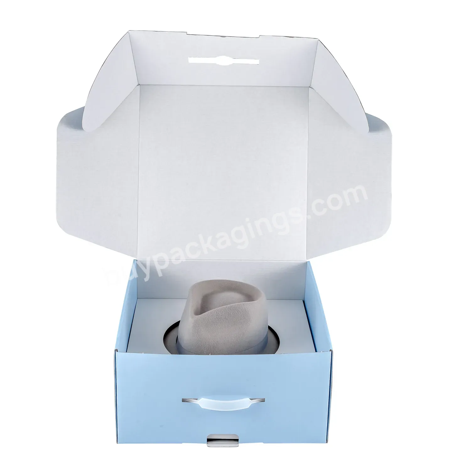 Customized Logo Fedora Hat Packaging Box Mailer Corrugated Gift Packaging Box