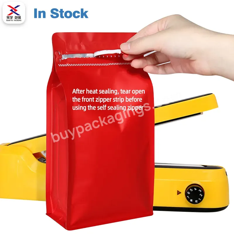 Customized Logo Frosted Flat Bottom Aluminum Foil Zipper Coffee Packaging Bag With Valve