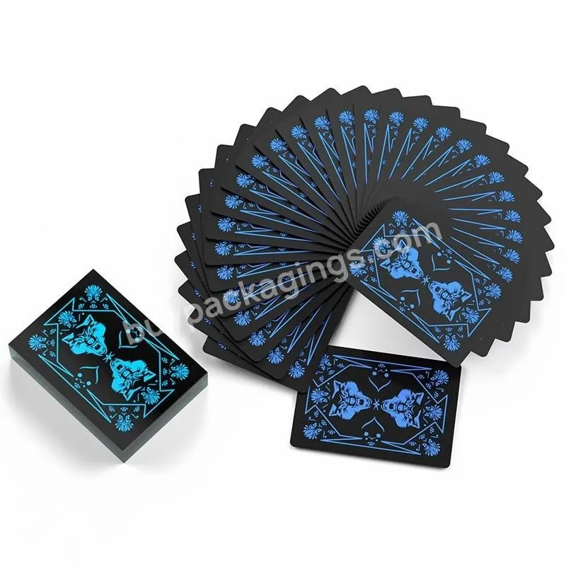 Customized Logo High Quality  Pvc Poker Deck Waterproof Black Durable Plastic Playing Cards