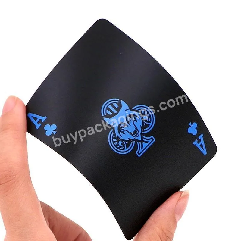 Customized Logo High Quality  Pvc Poker Deck Waterproof Black Durable Plastic Playing Cards