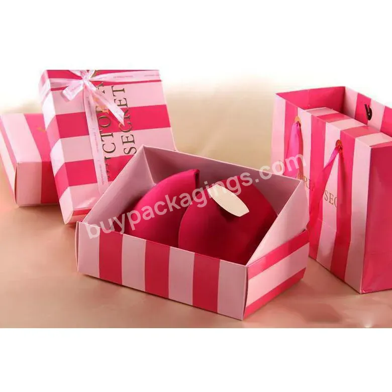 Customized Logo Luxury Gift Shoes Accessories Ribbon Handle Socks Clothing Packaging Secret Bra Underwear Paper Boxes
