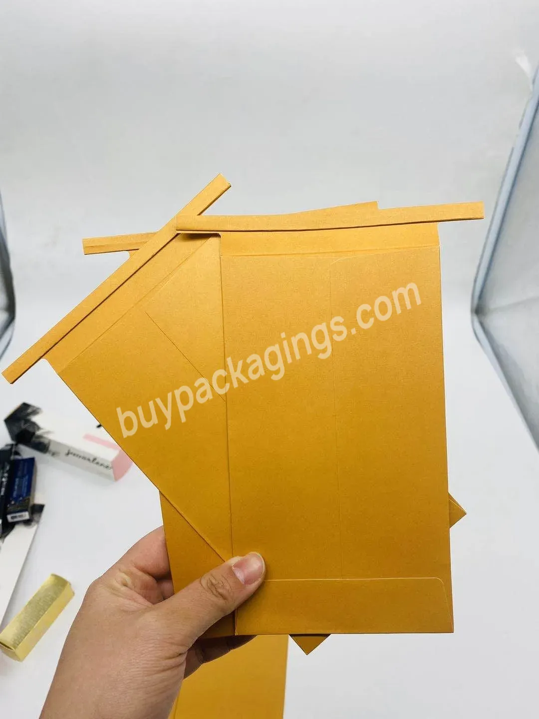 Customized Logo Packaging Envelope 4x7 Inch Reusable Laboratory Paper Packet Brown Kraft Sand Envelope With Tie Closure