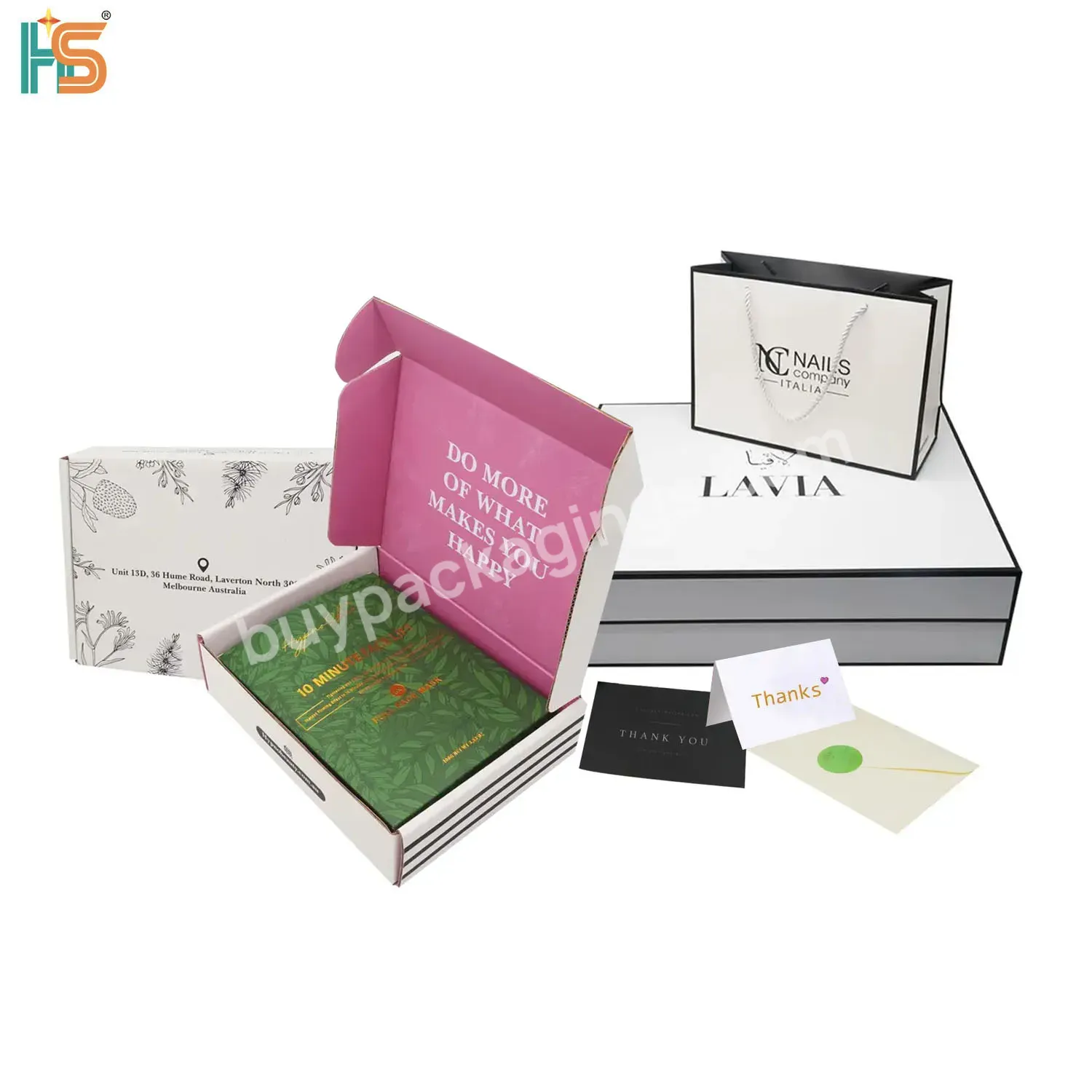 Customized Logo Paper Packaging Gift Corrugated Box With Bag For Present Clothing Jewelry Packaging