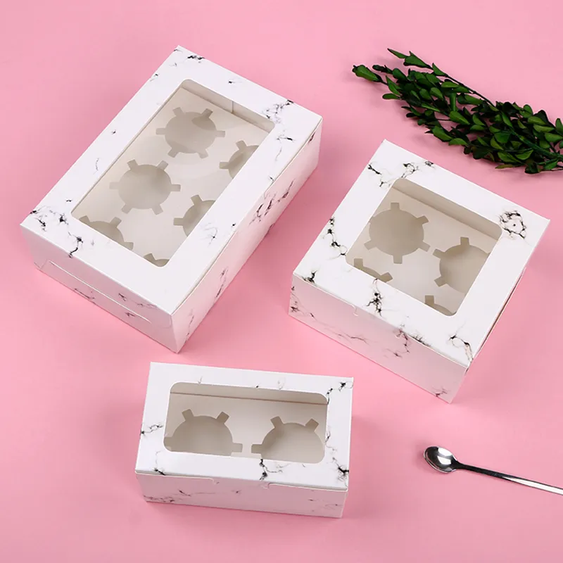 Customized Logo Pastry Box White Cardboard Box With Clear PVC Window