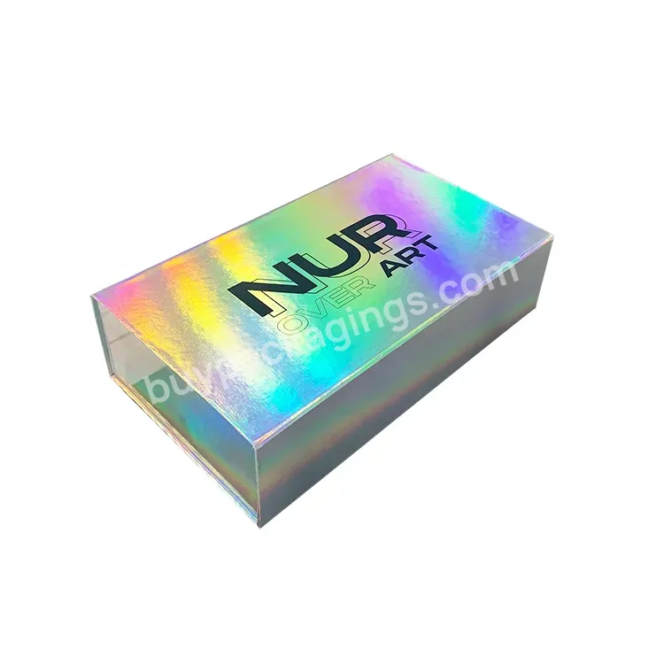 Customized Logo Printing Cardboard Magnetic Foldable Paper Clothes Cosmetic Gift Box Flat Holographic Packaging Boxes